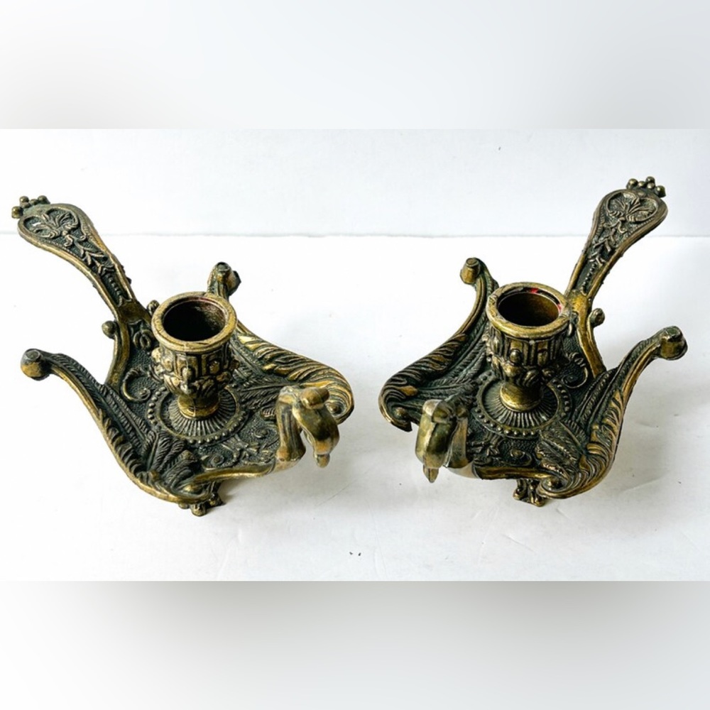 Italian brass peacock vintage candle holders